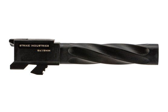 The Strike Industries Ark G19 Barrel features spiral fluting and a target crown